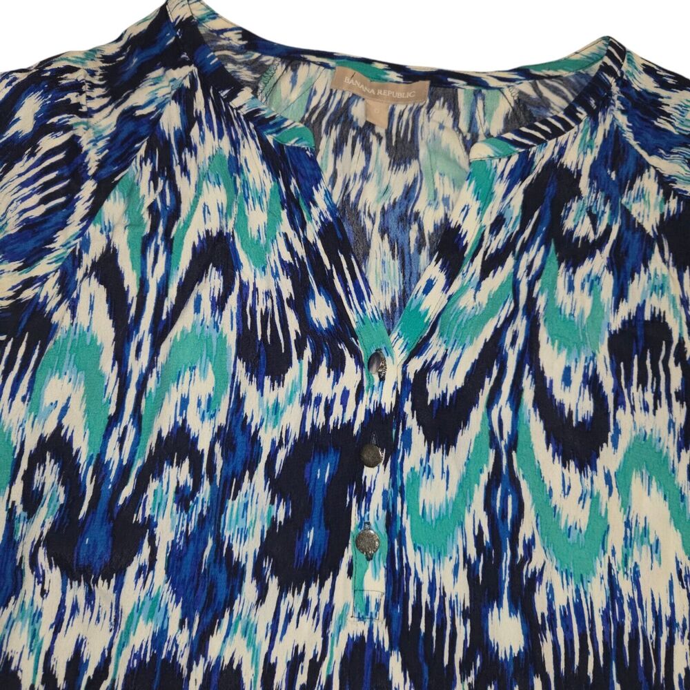 Banana Republic Womens Size 0 Shirt Dress Roll Tab Long Sleeves‎ Blue Green Mini - Picture 4 of 14